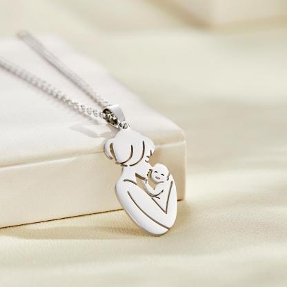 Custom Engraved Mother Baby Necklace Personalized Family Jewelry Gifts for Mother-Blongser
