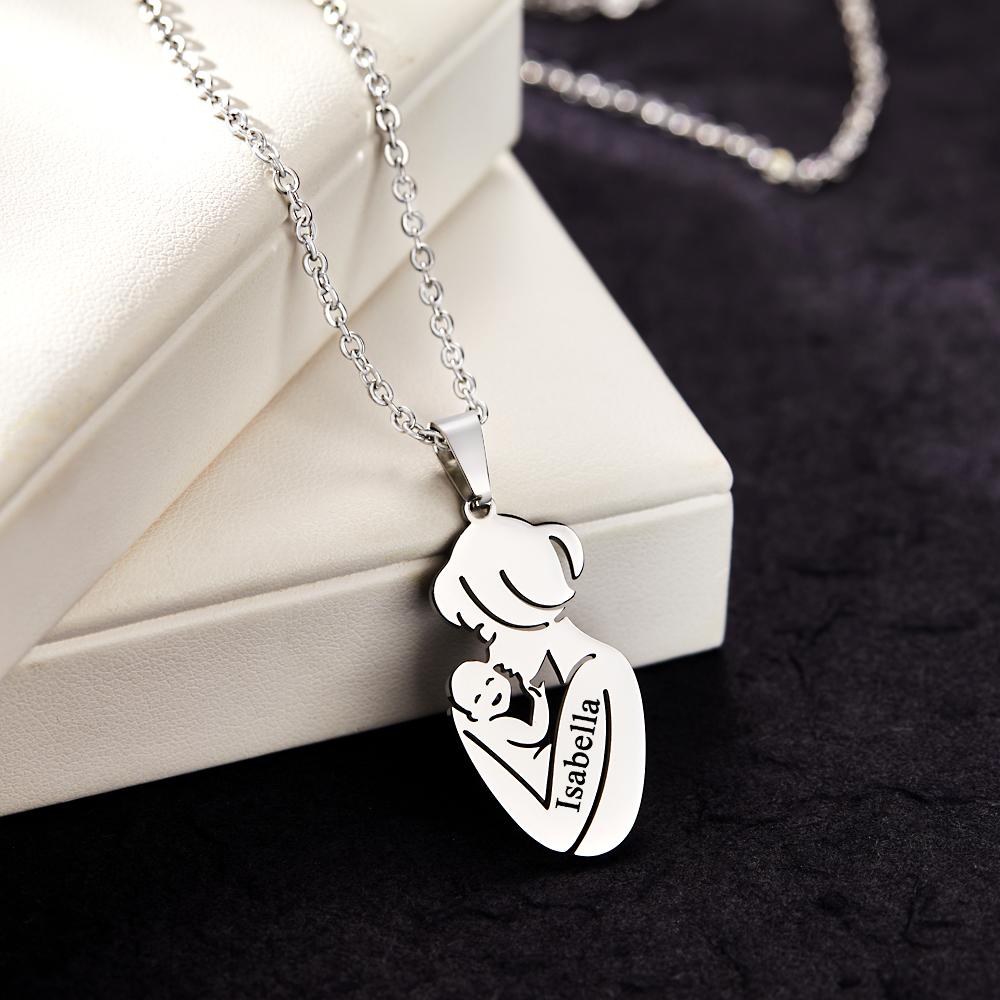 Custom Engraved Mother Baby Necklace Personalized Family Jewelry Gifts for Mother-Blongser