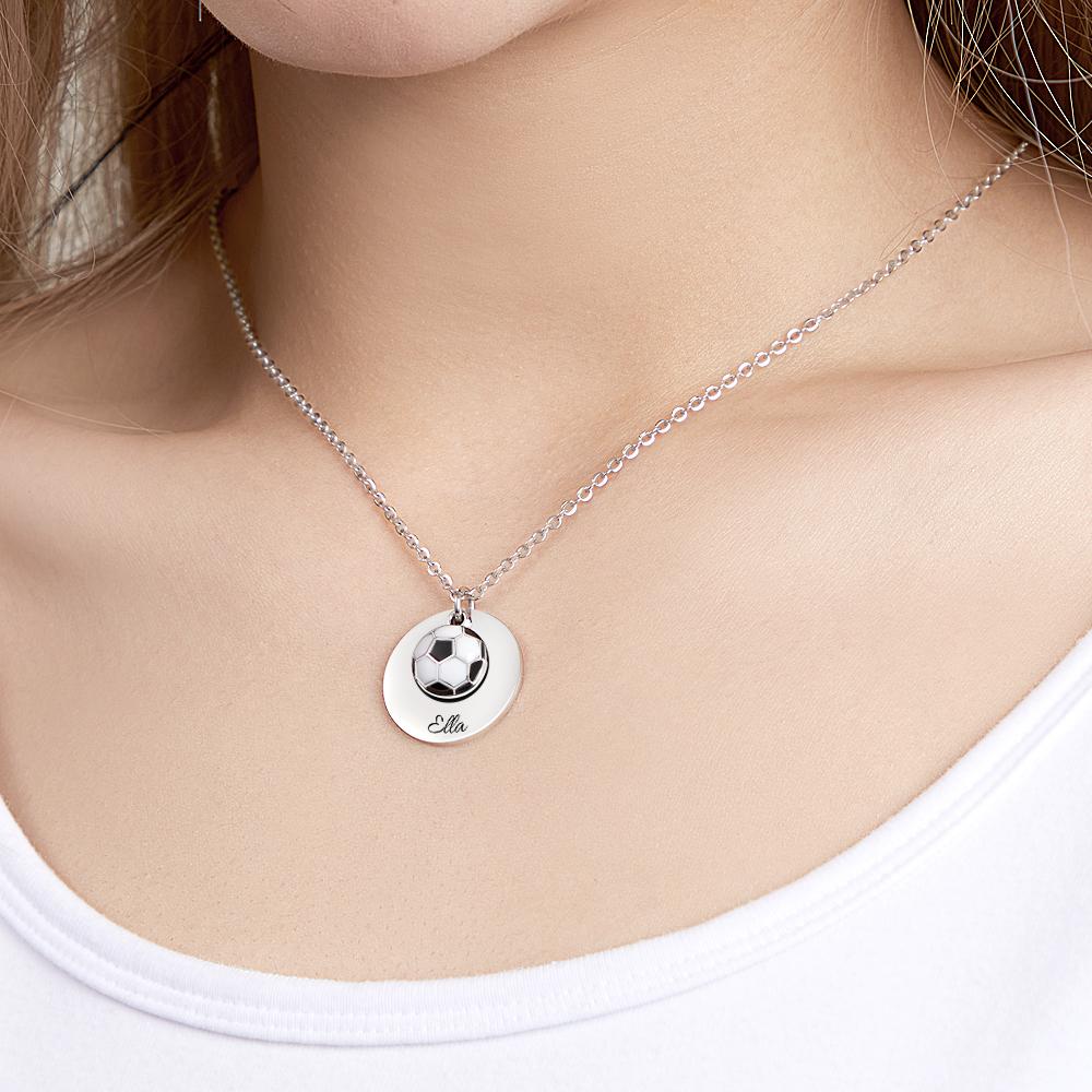 Custom Engraved Necklace Soccer Sport Creative Gifts-Blongser