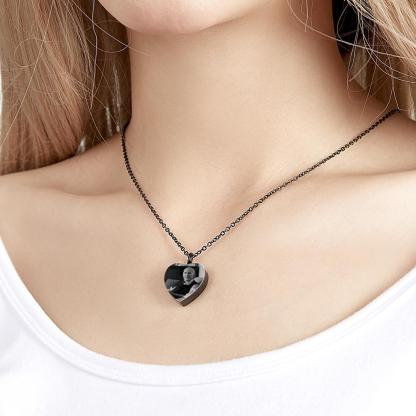 Custom Photo Engraved Necklace Ashes Heart Gifts-Blongser