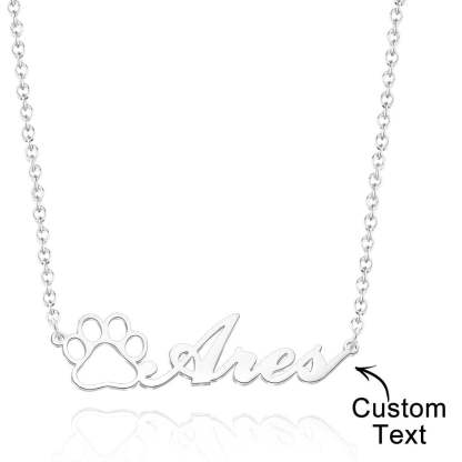 Personalized Pet Paw Print Name Necklace Lovely Animal Paw Necklace Jewelry-Blongser