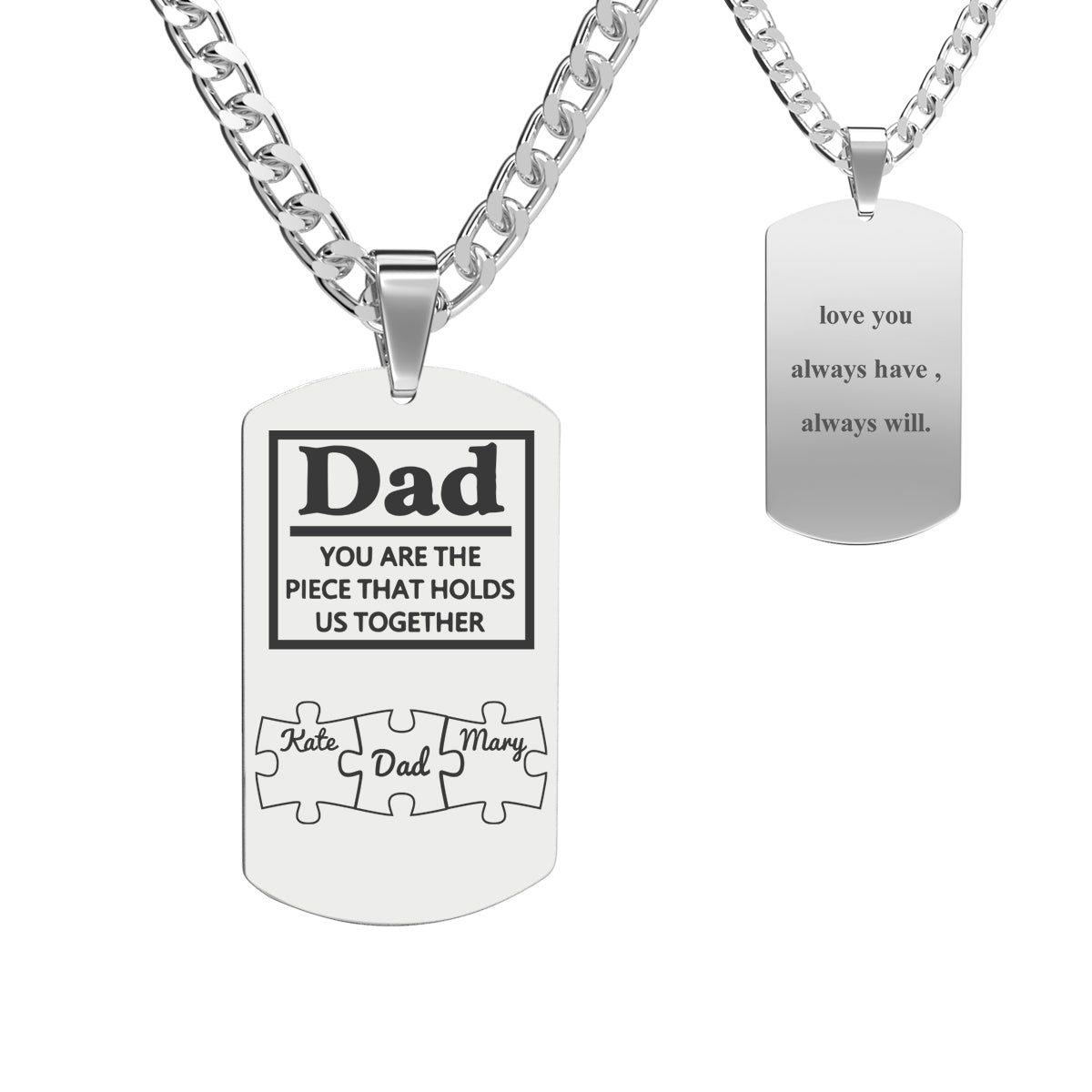 Father's Day Puzzle Gifts Men's Necklace Engraved Necklace You Are The Piece That Holds Us Together-Blongser