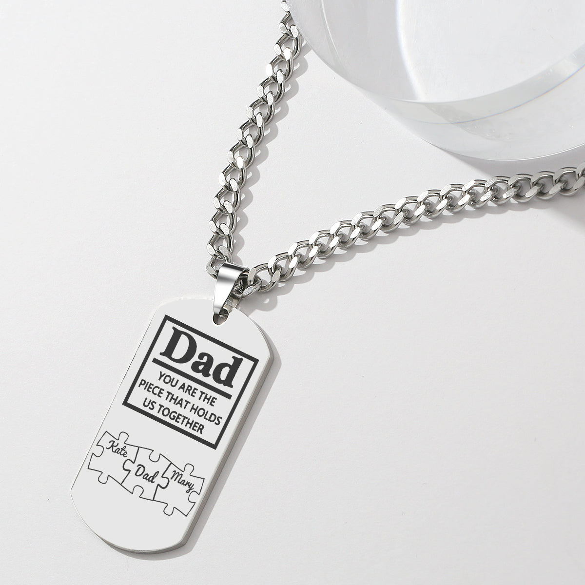 Father's Day Puzzle Gifts Men's Necklace Engraved Necklace You Are The Piece That Holds Us Together-Blongser