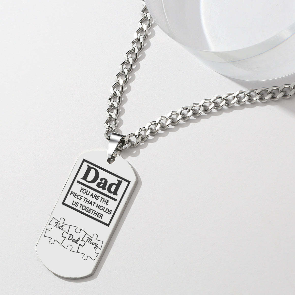 Father's Day Puzzle Gifts Men's Necklace Engraved Necklace You Are The Piece That Holds Us Together-Blongser