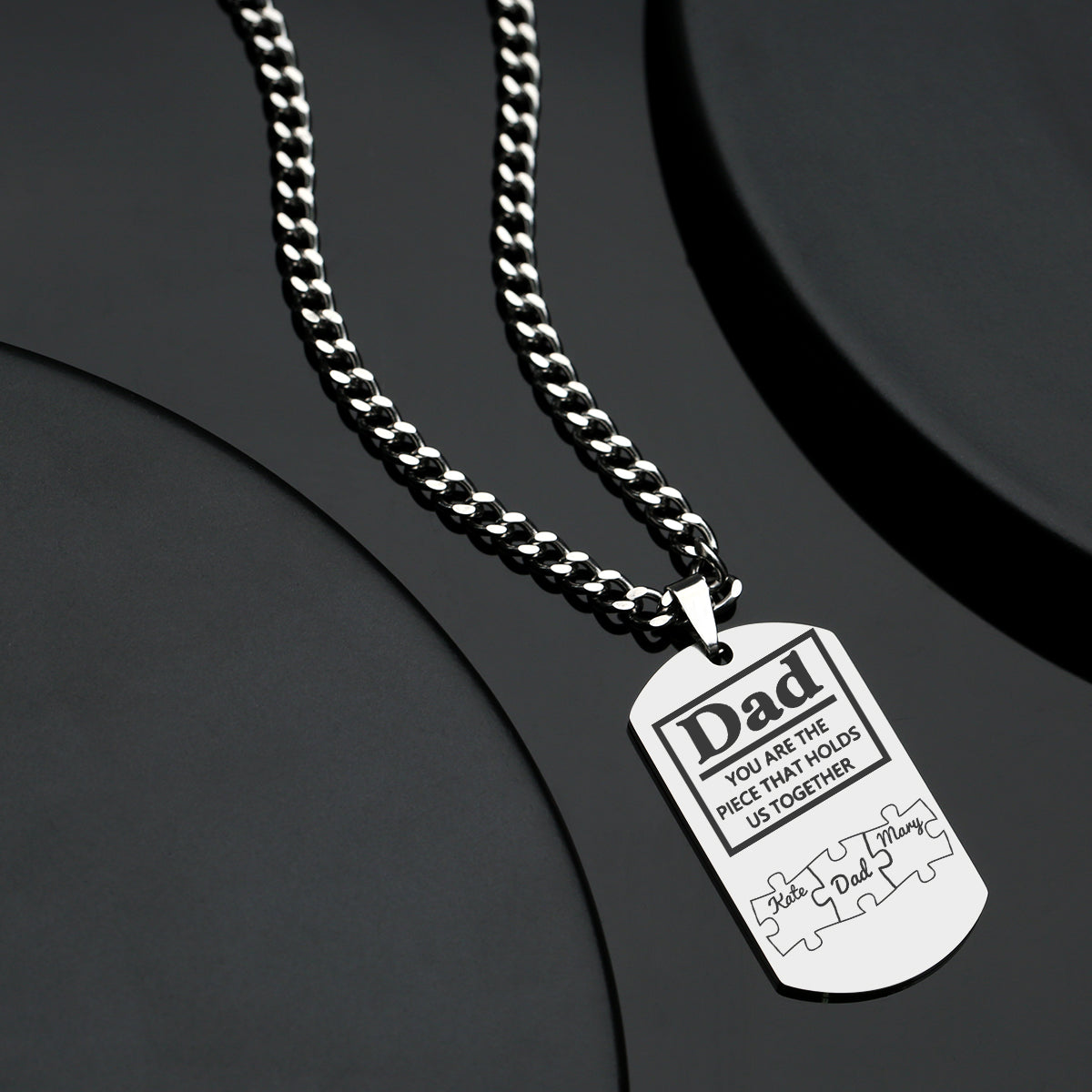 Father's Day Puzzle Gifts Men's Necklace Engraved Necklace You Are The Piece That Holds Us Together-Blongser