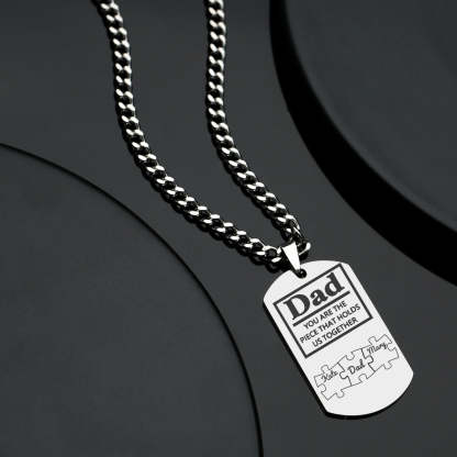 Father's Day Puzzle Gifts Men's Necklace Engraved Necklace You Are The Piece That Holds Us Together-Blongser