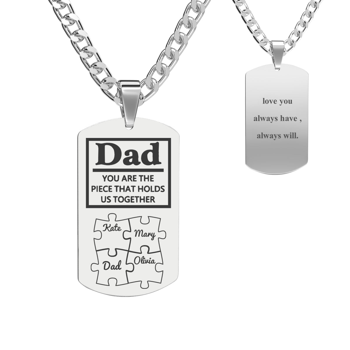 Father's Day Puzzle Gifts Men's Necklace Engraved Necklace You Are The Piece That Holds Us Together-Blongser