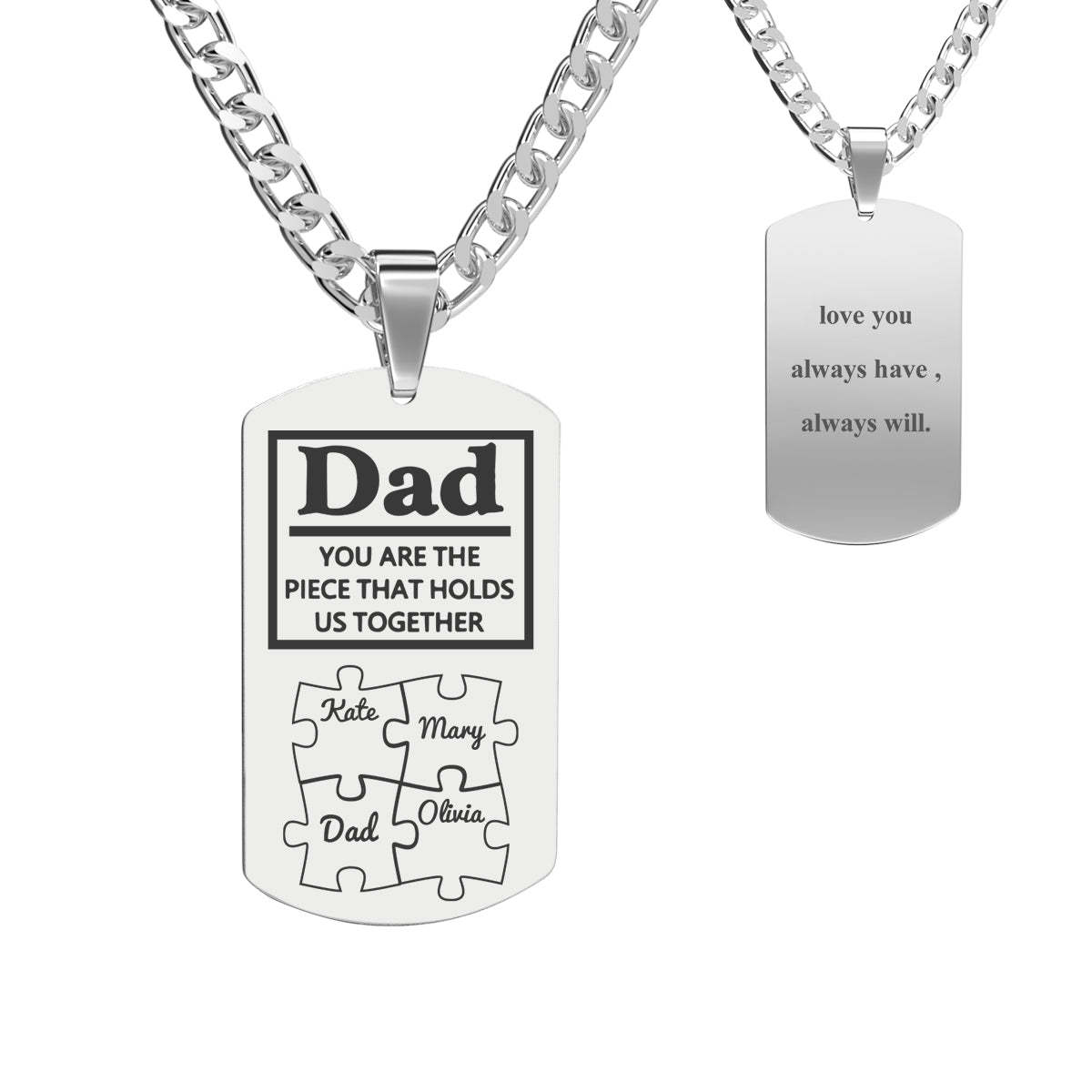 Father's Day Puzzle Gifts Men's Necklace Engraved Necklace You Are The Piece That Holds Us Together-Blongser