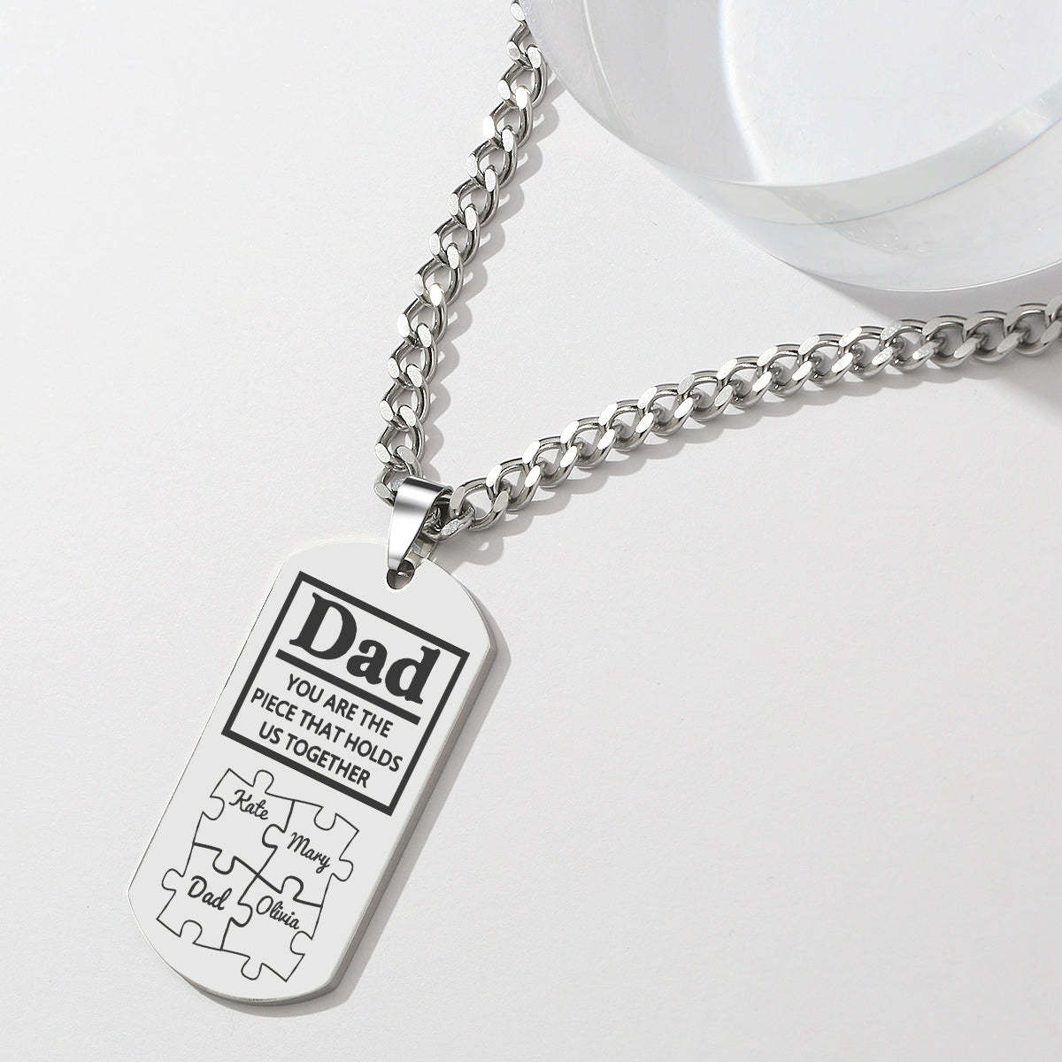 Father's Day Puzzle Gifts Men's Necklace Engraved Necklace You Are The Piece That Holds Us Together-Blongser