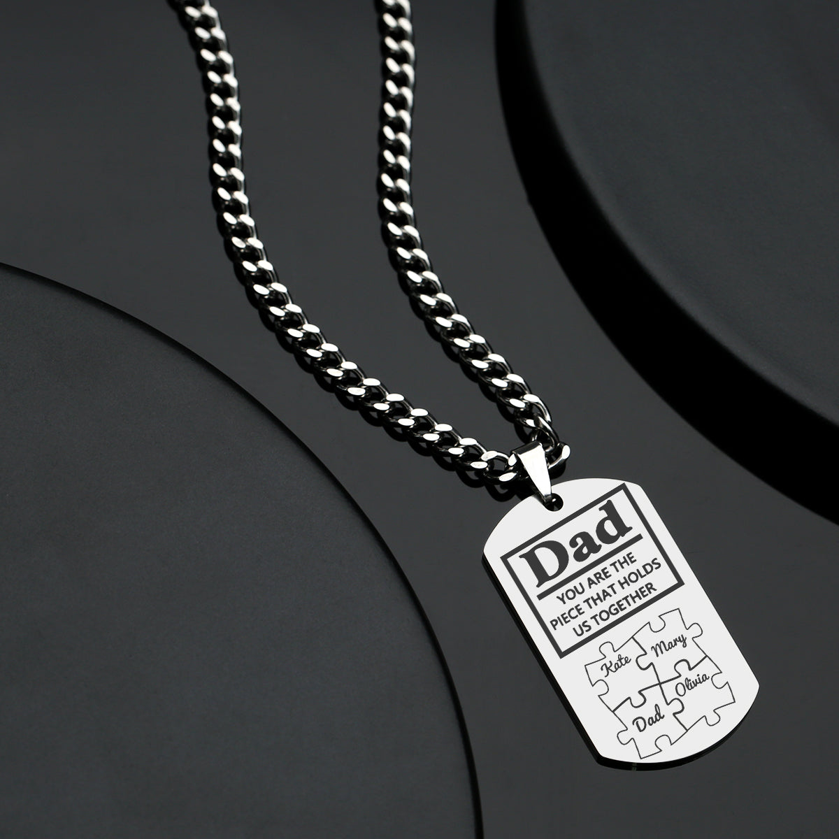 Father's Day Puzzle Gifts Men's Necklace Engraved Necklace You Are The Piece That Holds Us Together-Blongser