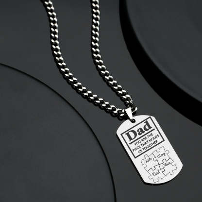 Father's Day Puzzle Gifts Men's Necklace Engraved Necklace You Are The Piece That Holds Us Together-Blongser