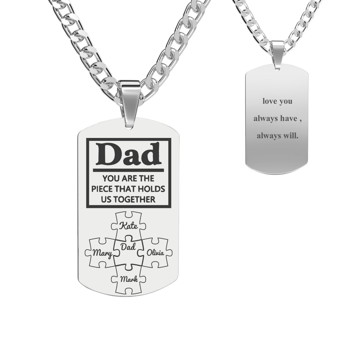 Father's Day Puzzle Gifts Men's Necklace Engraved Necklace You Are The Piece That Holds Us Together-Blongser