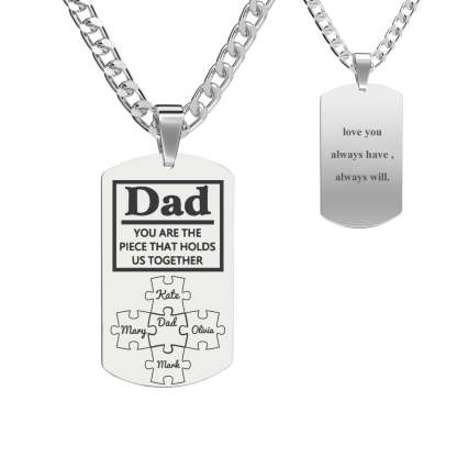 Father's Day Puzzle Gifts Men's Necklace Engraved Necklace You Are The Piece That Holds Us Together-Blongser
