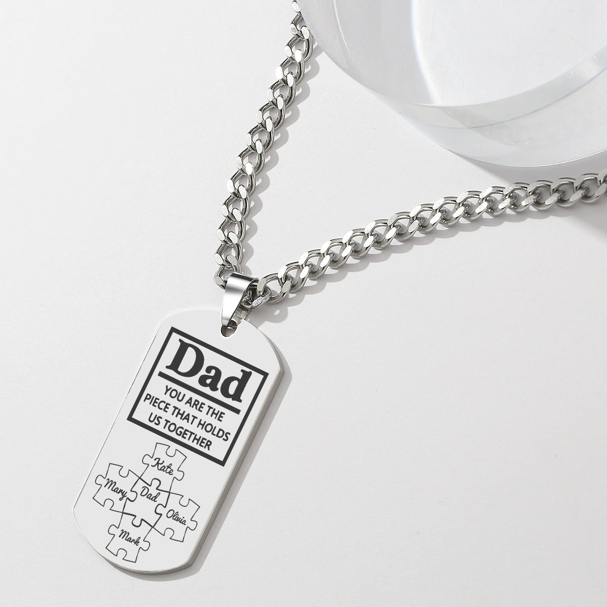 Father's Day Puzzle Gifts Men's Necklace Engraved Necklace You Are The Piece That Holds Us Together-Blongser
