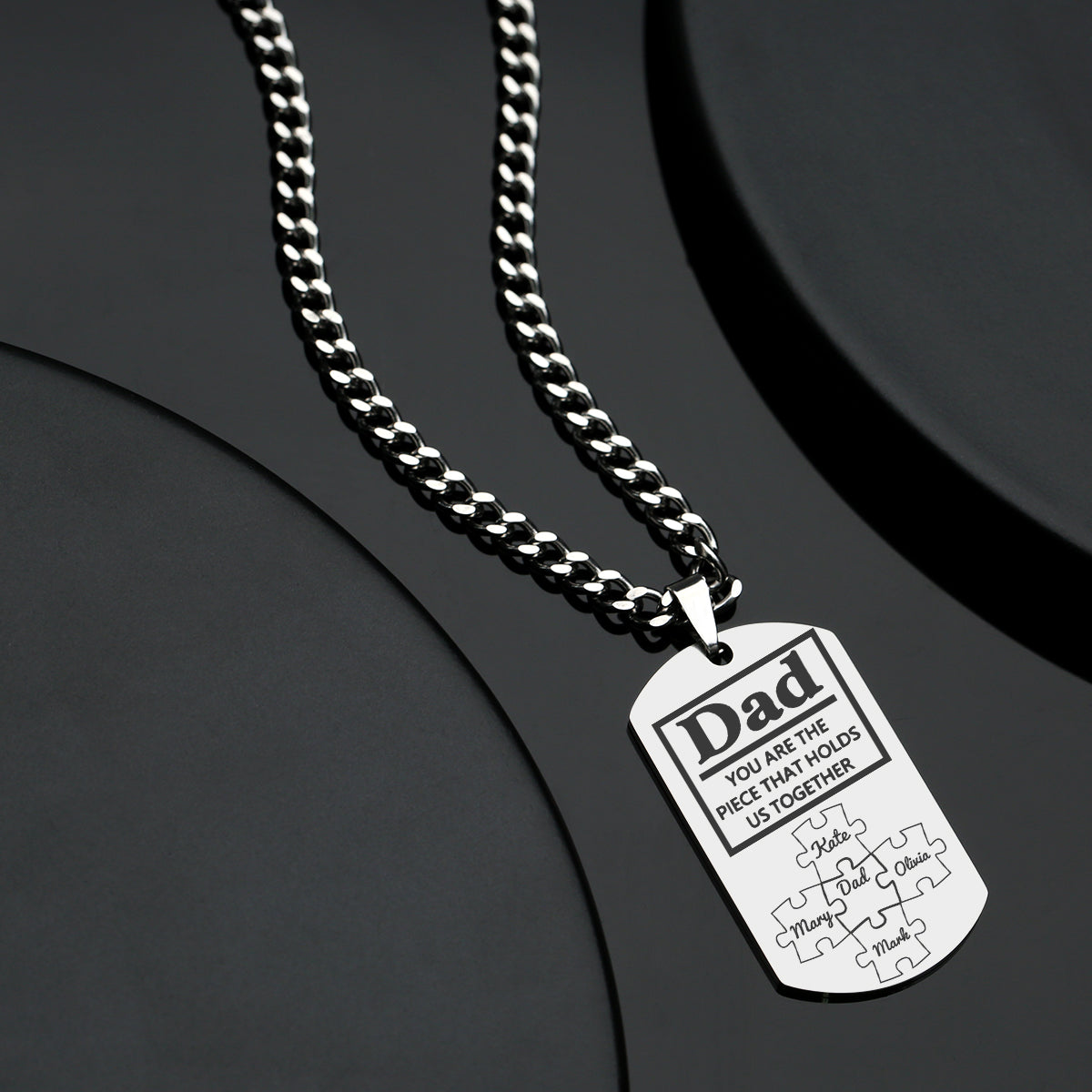 Father's Day Puzzle Gifts Men's Necklace Engraved Necklace You Are The Piece That Holds Us Together-Blongser