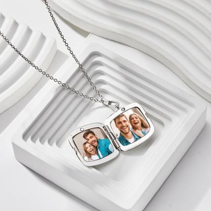 Custom Locket Photo Necklace Personalized Engraved Memorial Picture Pendant Gift For Her-Blongser