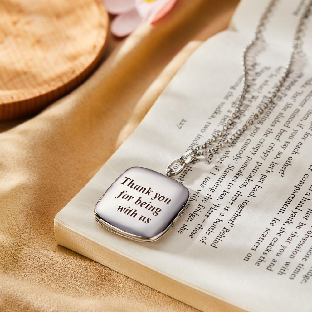 Custom Locket Photo Necklace Personalized Engraved Memorial Picture Pendant Gift For Her-Blongser