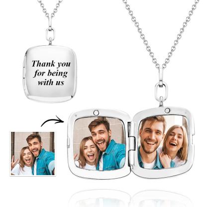 Custom Locket Photo Necklace Personalized Engraved Memorial Picture Pendant Gift For Her-Blongser