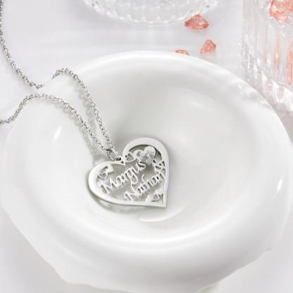 Custom Engraved Photo Necklaces Heart-shaped Pendant Necklace With Names-Blongser