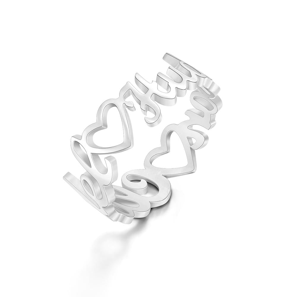 Custom Heart-Shaped Double Names Ring for Women-Blongser