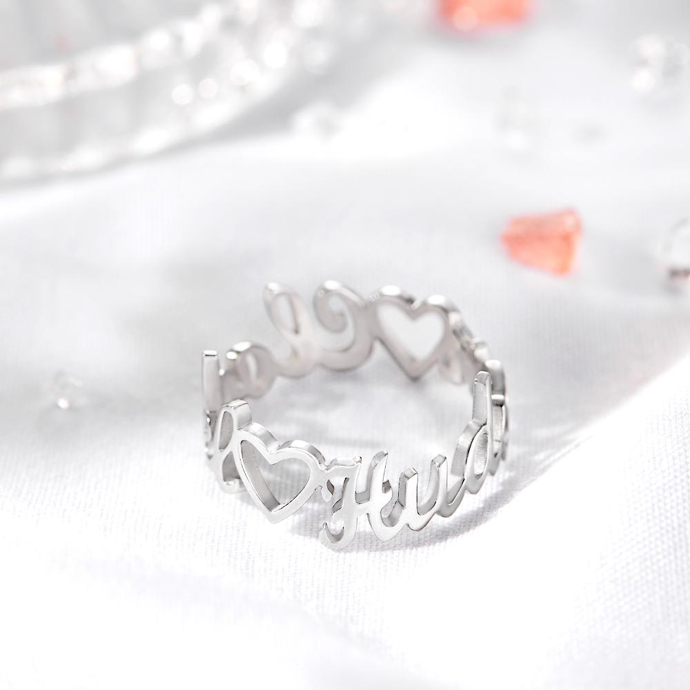 Custom Heart-Shaped Double Names Ring for Women-Blongser