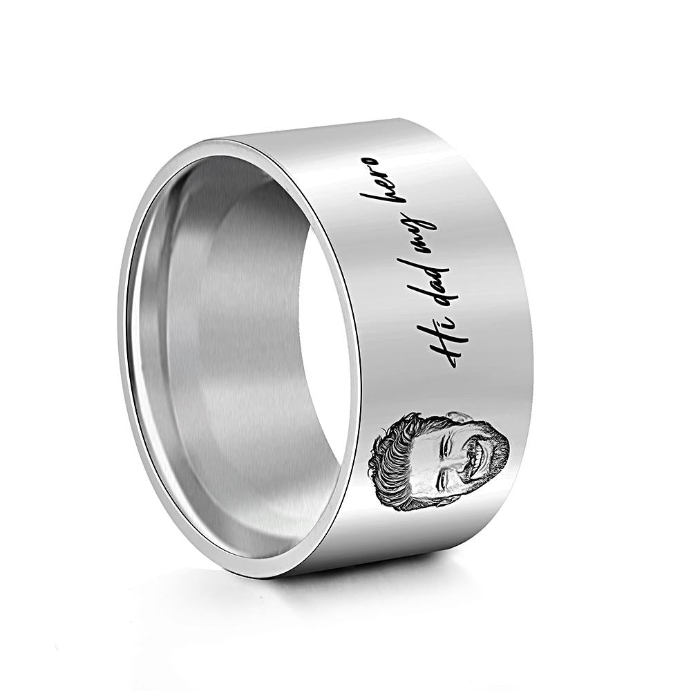 Custom Men's Ring Personalized Photo Ring With Engraved Words Perfect Gift For Daddy On Father's Day-Blongser