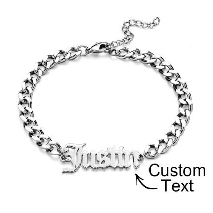 Custom Name Men's Stainless Steel Curb Chain Cuban Bracelet-Blongser