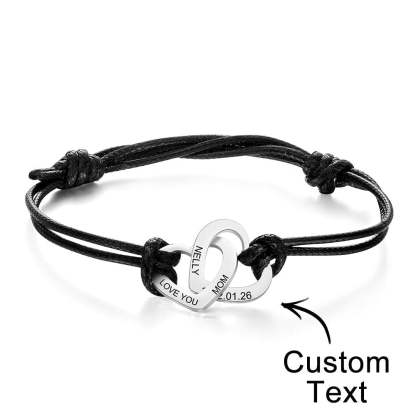 Custom Engraved Two Love Hearts Bracelet Personalized Elegant Bracelet for Women-Blongser