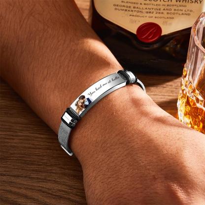 Custom Photo Bracelets Engraved Stainless Steel Bracelet Gifts for Couple-Blongser