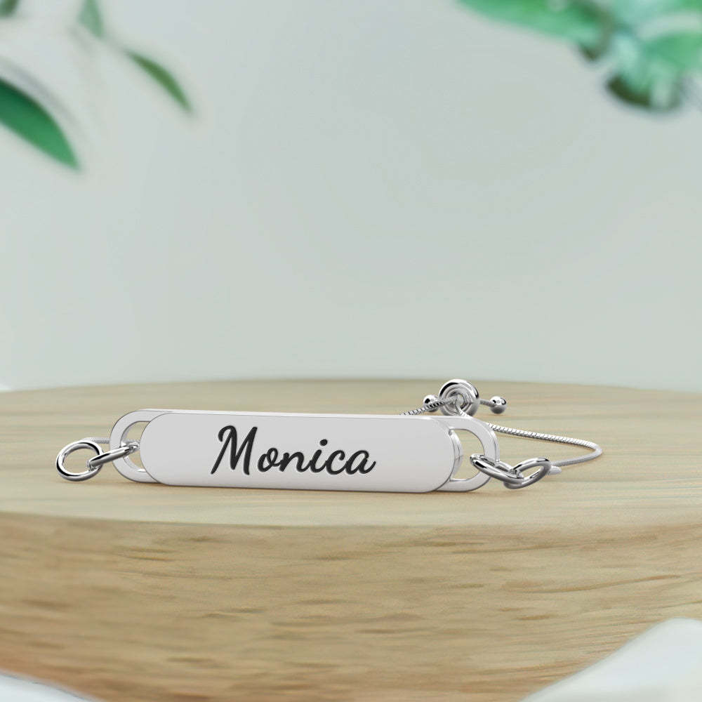 Custom Engraved Bar Bracelet - Length Adjustable-Blongser