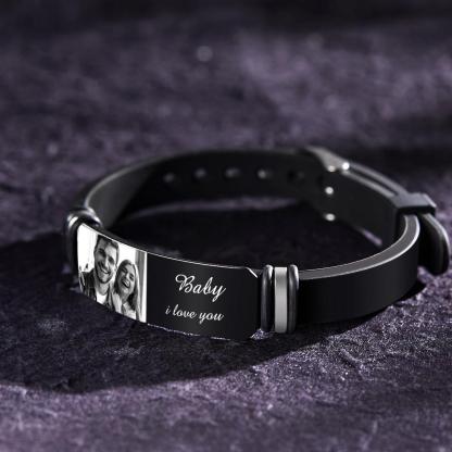 Custom Photo Engraved Bracelet Commemorate Men's Gifts-Blongser