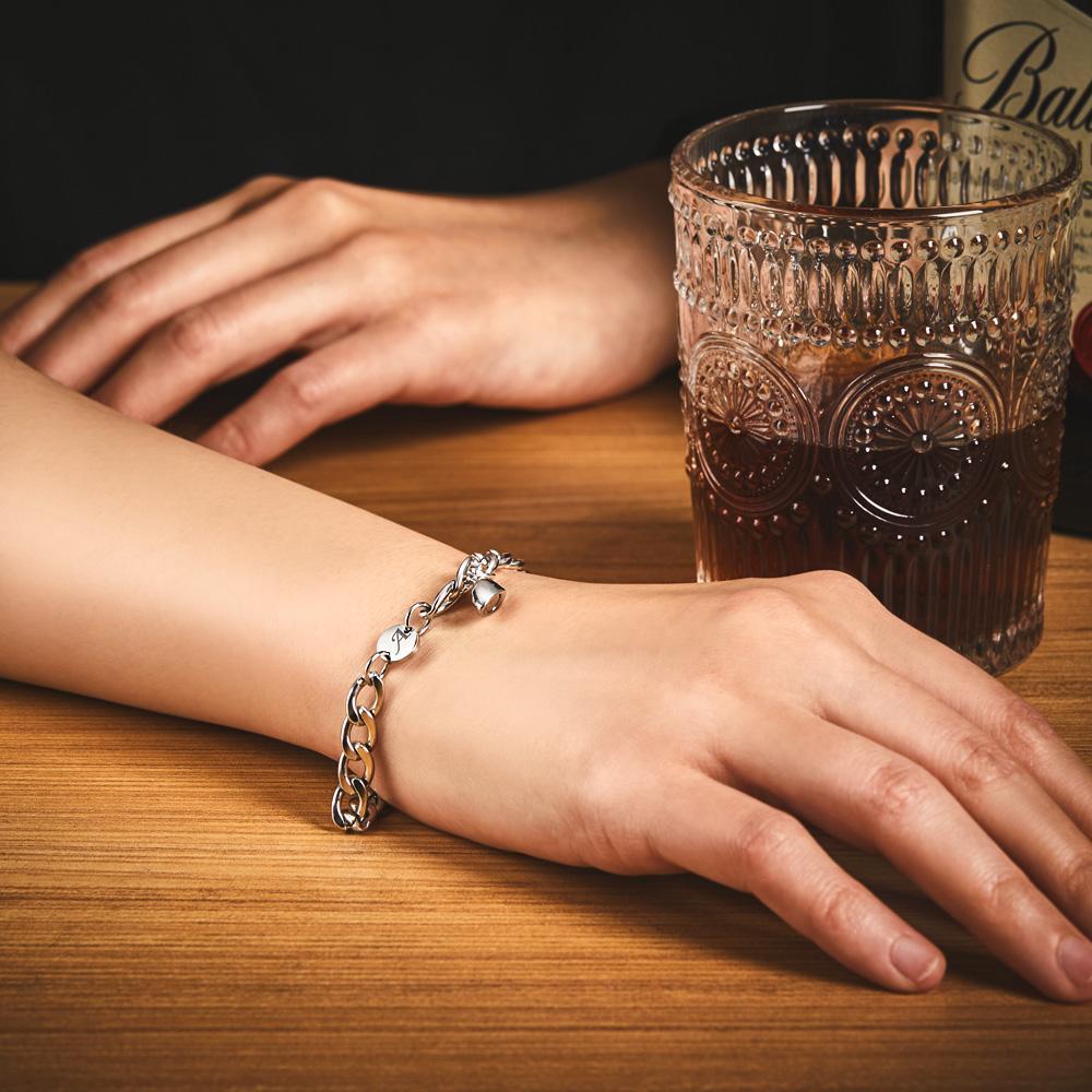 Custom Engraved Bracelet Personalized Letter Couples Cuban Magnetic Bracelet Set-Blongser