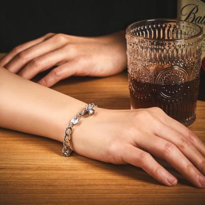 Custom Engraved Bracelet Personalized Letter Couples Cuban Magnetic Bracelet Set-Blongser