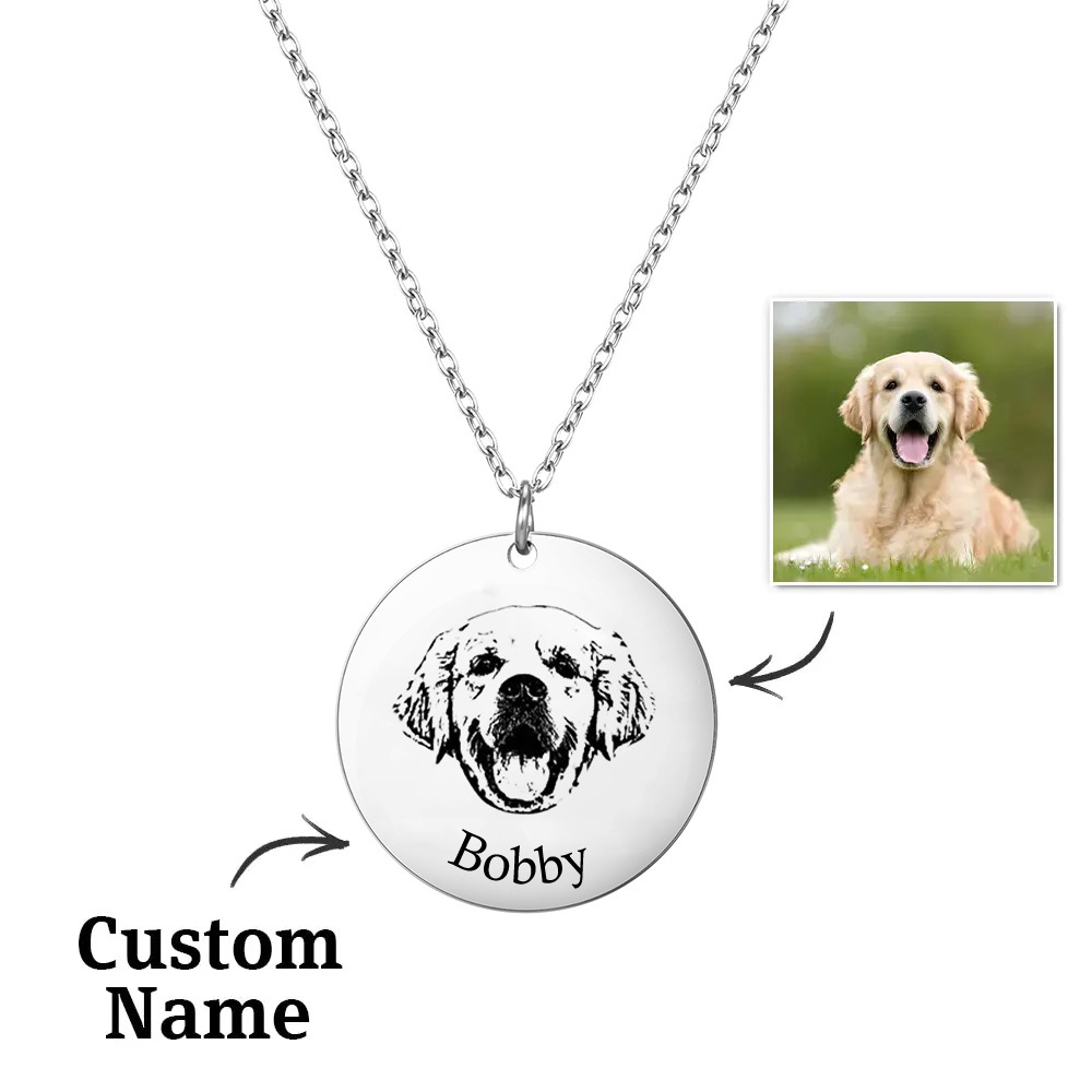 Custom Pet Photo Engraved Name Necklace – A Heartfelt Keepsake-Blongser