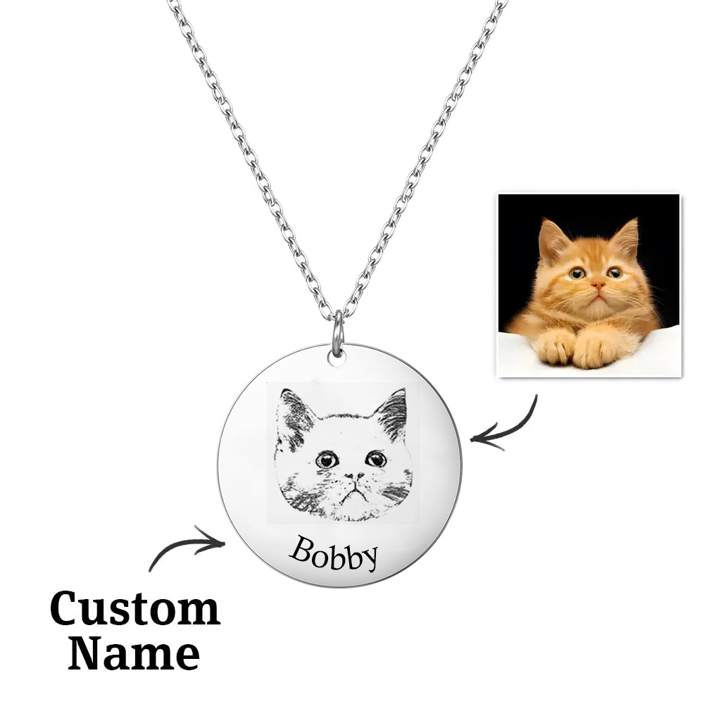 Custom Pet Photo Engraved Name Necklace – A Heartfelt Keepsake-Blongser