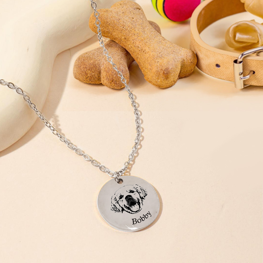 Custom Pet Photo Engraved Name Necklace – A Heartfelt Keepsake-Blongser
