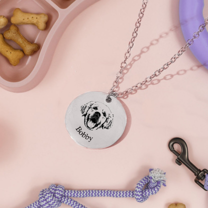 Custom Pet Photo Engraved Name Necklace – A Heartfelt Keepsake-Blongser