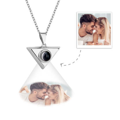 Custom Projection Necklace Triangle Photo Necklace Gift for Couples-Blongser