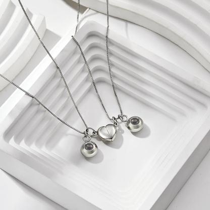 Photo Projection Magnetic Necklace Romantic Memorial Picture Couple Necklace-Blongser