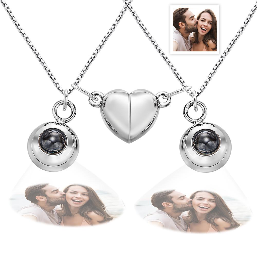 Photo Projection Magnetic Necklace Romantic Memorial Picture Couple Necklace-Blongser