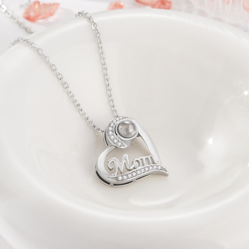 Custom Projection Necklace Heart-shaped Gifts for Mum-Blongser