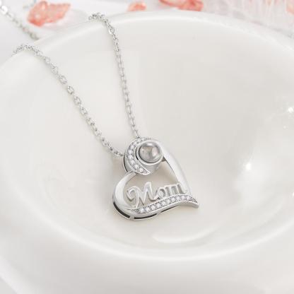Custom Projection Necklace Heart-shaped Gifts for Mum-Blongser