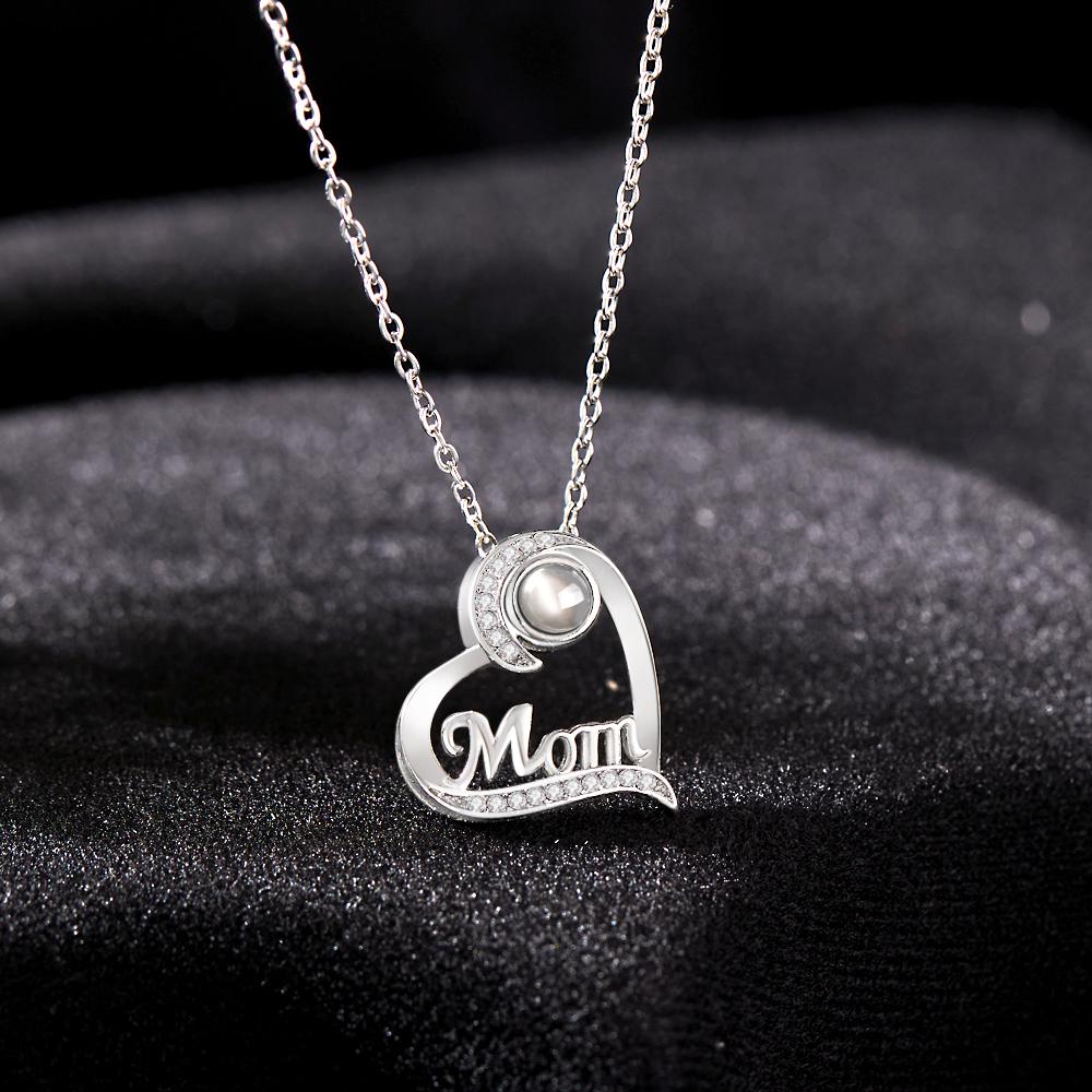 Custom Projection Necklace Heart-shaped Gifts for Mum-Blongser