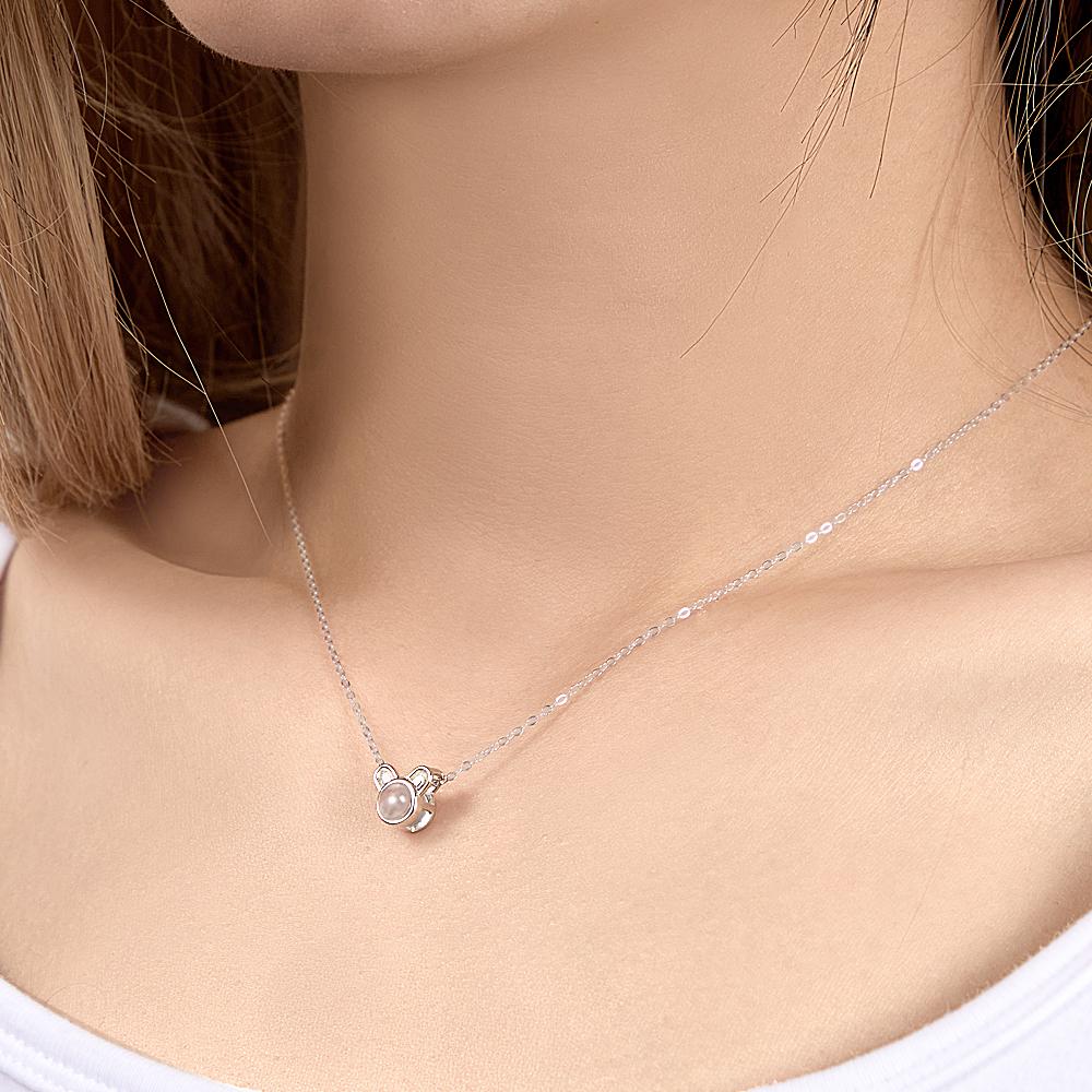 Custom Projection Photo Necklace Cute Mouse Funny Gifts-Blongser