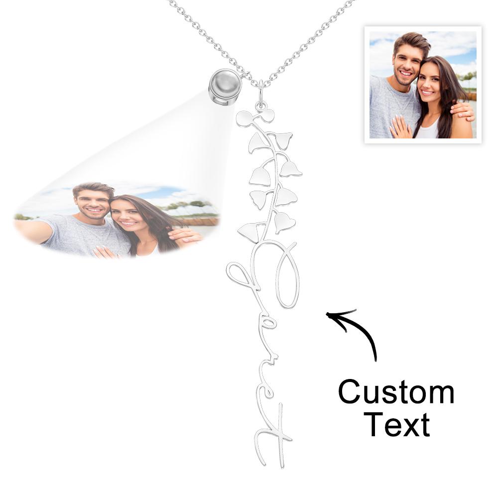 Custom Birth Flower Photo Projection Name Necklace Creative Gift for Women-Blongser