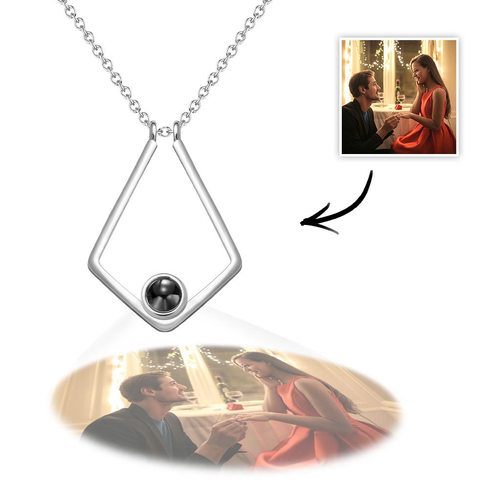 Photo Projection Necklace Custom Picture Polygon Memorial Necklace-Blongser