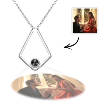 Photo Projection Necklace Custom Picture Polygon Memorial Necklace-Blongser