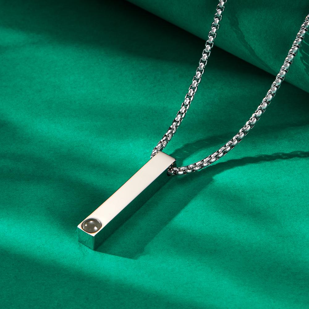 Photo Projection 3D Bar Necklace Vertical Bar Necklace Gifts For Father-Blongser