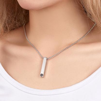 Photo Projection 3D Bar Necklace Vertical Bar Necklace Gifts For Father-Blongser