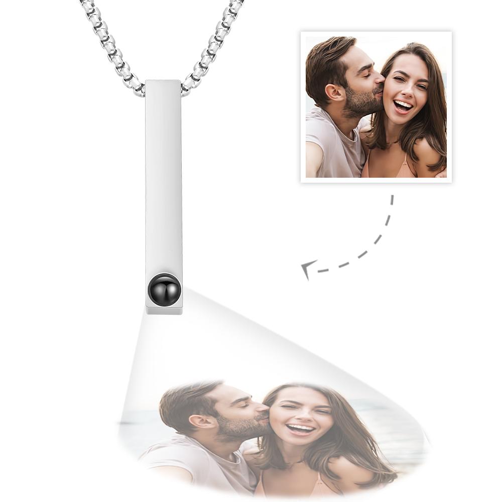 Photo Projection 3D Bar Necklace Vertical Bar Necklace Gifts For Father-Blongser